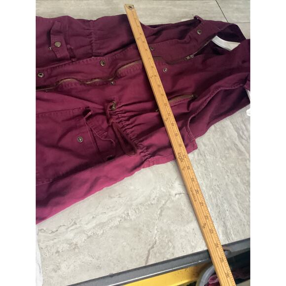 Zenana Outfitters Hooded Utility Vest - Burgundy Red for Women - Picture 3 of 5